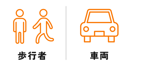 歩行者、車両